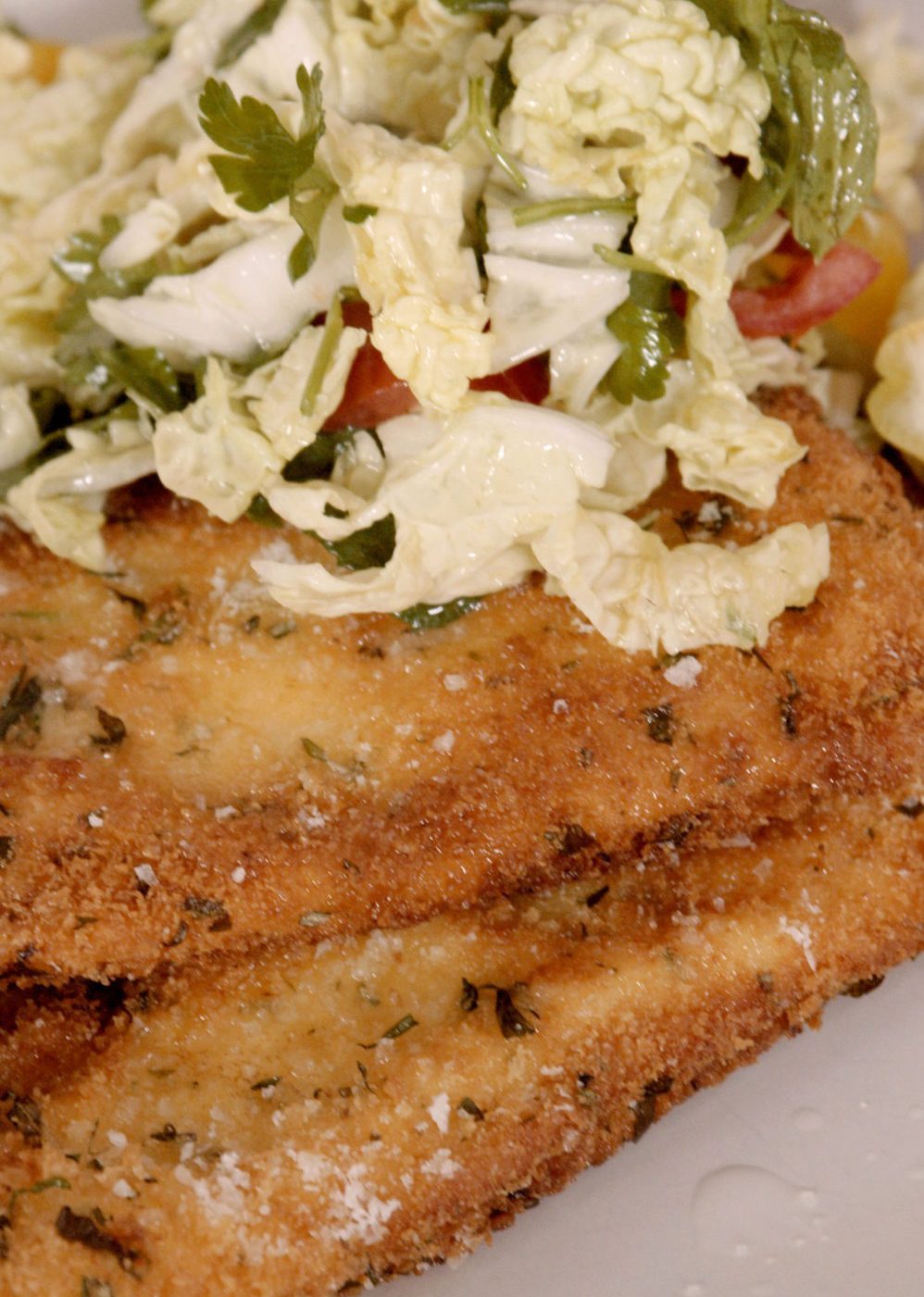 Herb Crumbed Chicken Cotteletta And Italian Slaw